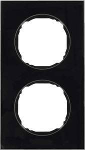 Berker, Schalter 10122616 Rahmen 2fach, flach, R.8, Glas schwarz