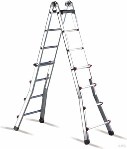 Cimco Aluminium-Teleskop-Leiter mit 2x6 Stufen 14 6706