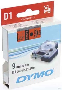 Dymo D1 Schriftband 9mm/7m schwarz auf rot 40917