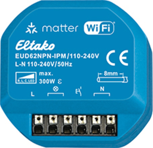 Eltako EUD62NPN-IPM/110-240V Universal-Dimmaktor IP über Wi-Fi, bis 300W, Matter-ze