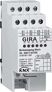 Gira 212600 Binäreing. 6-fach 10 - 230 V AC/DC KNX REG