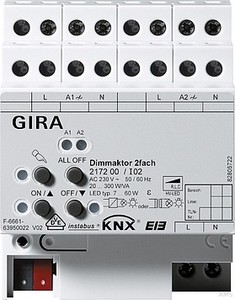 Gira 217200 Universal-Dimmaktor 2fach 2x300 W KNX/EI