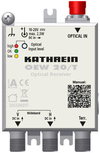 Kathrein OEW 20/T Optischer Empfänger 2xBreitband Ausgang 15-5dBm Eing.FC/PC