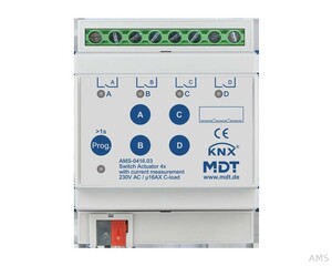 MDT AMS-0416.03 Schaltaktor 4-fach 4TE REG 16 A 230V AC C-Last mit Strommessung
