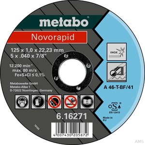 Metabo Trennscheibe INOX 125x1,0 x 22,23mm Novorapid #616271000
