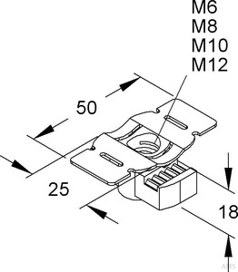 Niedax GMZF M10-22 F Gleitmutter verzahnt mit Fixierhilfe