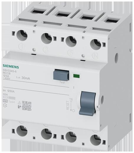 Siemens FI-Schutzschalter, 4-polig Typ A 5SV3345-6