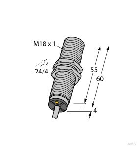 Turck Sensor,ind.,M18x1,Kabel 15-30VDC,b,M=2-4mm Bi5-M18-LIU