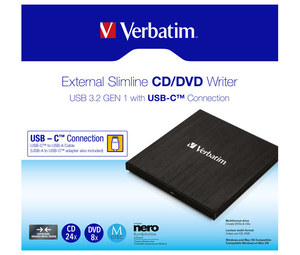 Verbatim DVD Recorder USB 3.2 8x/6x/24x, Slimline 43886